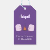 キャンプファイアマンガの可愛いピンクのマシュマロ ギフトタグ (正面)