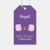 キャンプファイアマンガの可愛いピンクのマシュマロ ギフトタグ (裏面)