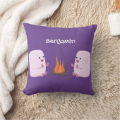 キャンプファイアマンガの可愛いピンクのマシュマロ クッション (ブランケット)