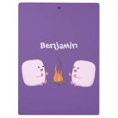 キャンプファイアマンガの可愛いピンクのマシュマロ クリップボード (裏面)