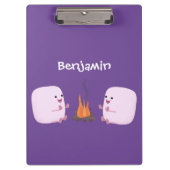 キャンプファイアマンガの可愛いピンクのマシュマロ クリップボード (正面)