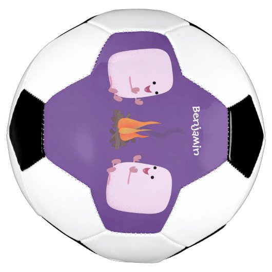 キャンプファイアマンガの可愛いピンクのマシュマロ サッカーボール