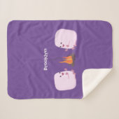 キャンプファイアマンガの可愛いピンクのマシュマロ シェルパブランケット (正面(横))