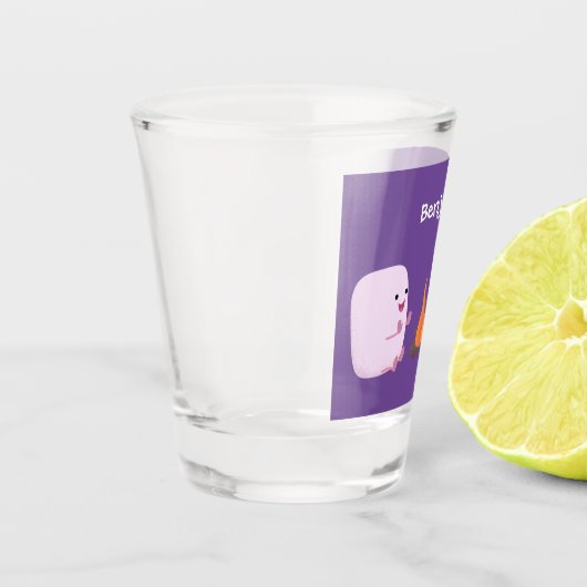キャンプファイアマンガの可愛いピンクのマシュマロ ショットグラス (左)