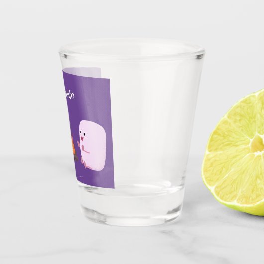 キャンプファイアマンガの可愛いピンクのマシュマロ ショットグラス (右)