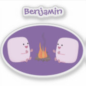 キャンプファイアマンガの可愛いピンクのマシュマロ シール (正面)