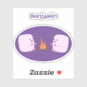 キャンプファイアマンガの可愛いピンクのマシュマロ シール (シート)