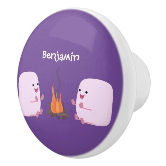 キャンプファイアマンガの可愛いピンクのマシュマロ セラミックノブ (右)