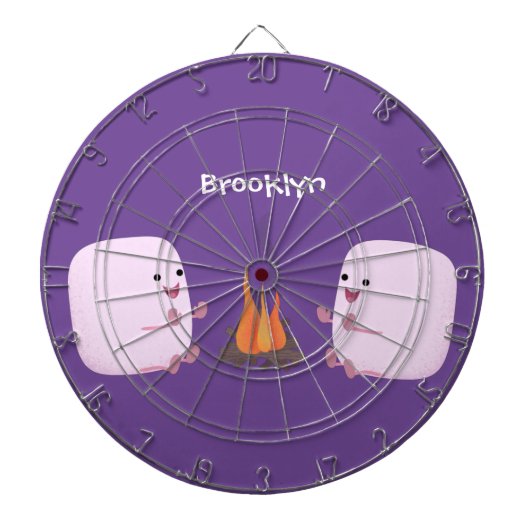 キャンプファイアマンガの可愛いピンクのマシュマロ ダーツボード (正面)