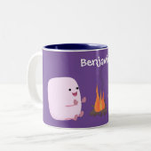 キャンプファイアマンガの可愛いピンクのマシュマロ ツートーンマグカップ (正面左)