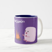 キャンプファイアマンガの可愛いピンクのマシュマロ ツートーンマグカップ (正面右)