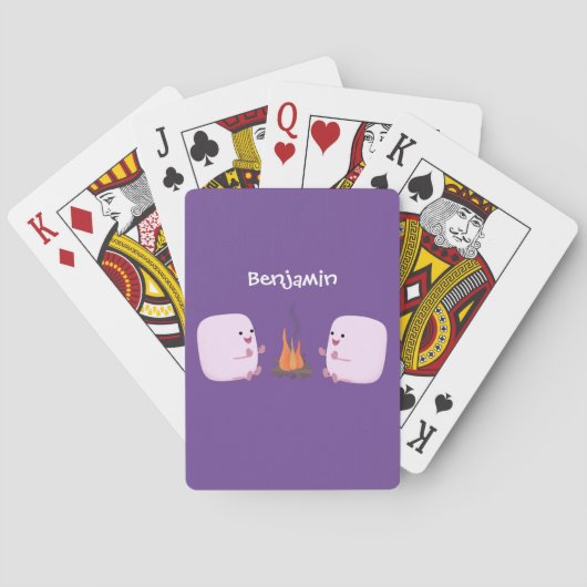 キャンプファイアマンガの可愛いピンクのマシュマロ トランプ (裏面)