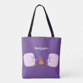 キャンプファイアマンガの可愛いピンクのマシュマロ トートバッグ (裏面)