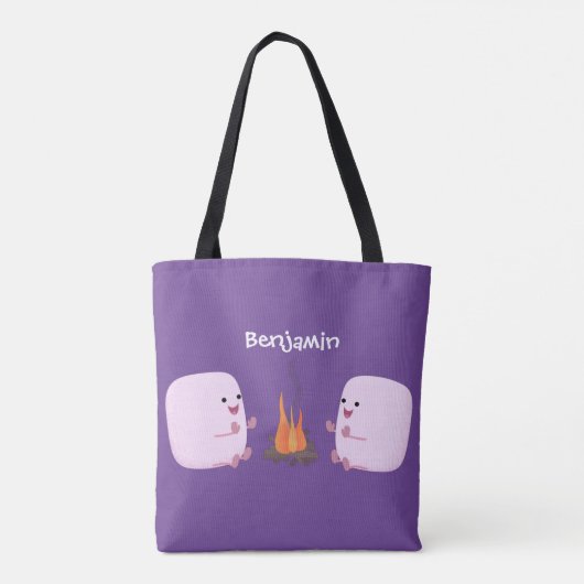 キャンプファイアマンガの可愛いピンクのマシュマロ トートバッグ (裏面)