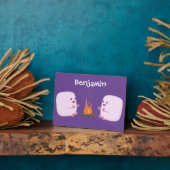 キャンプファイアマンガの可愛いピンクのマシュマロ フォトプラーク (側面)