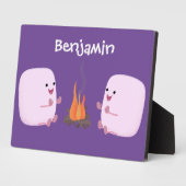 キャンプファイアマンガの可愛いピンクのマシュマロ フォトプラーク (側面)