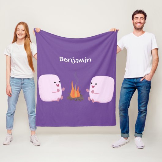 キャンプファイアマンガの可愛いピンクのマシュマロ フリースブランケット (インサイチュ)