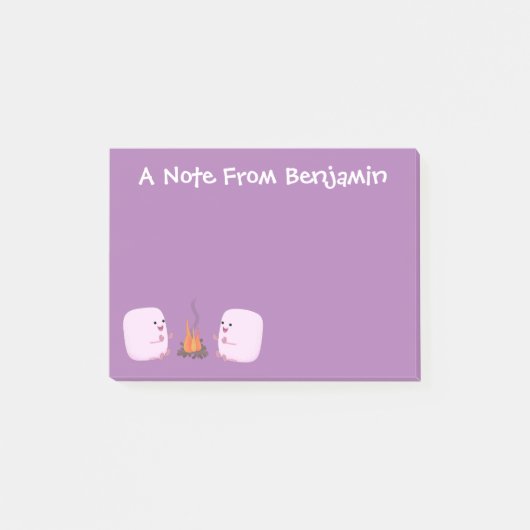 キャンプファイアマンガの可愛いピンクのマシュマロ ポストイット (正面)