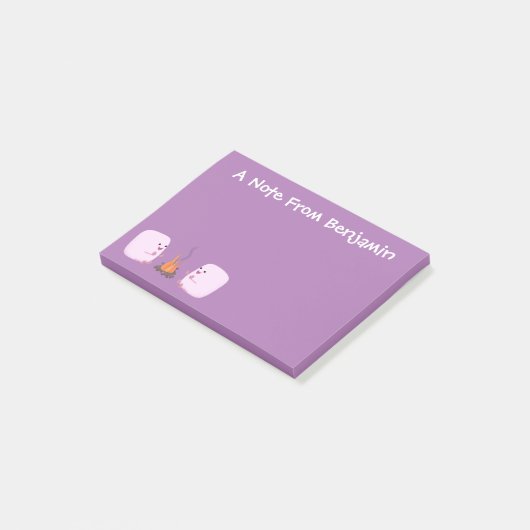 キャンプファイアマンガの可愛いピンクのマシュマロ ポストイット (アングル)