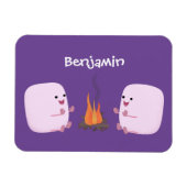 キャンプファイアマンガの可愛いピンクのマシュマロ マグネット (横)