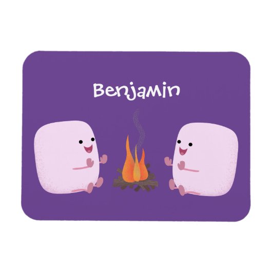 キャンプファイアマンガの可愛いピンクのマシュマロ マグネット (横)