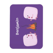 キャンプファイアマンガの可愛いピンクのマシュマロ マグネット (縦)