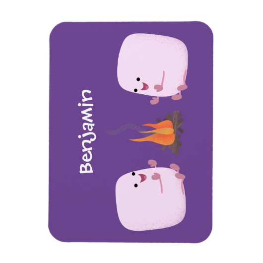 キャンプファイアマンガの可愛いピンクのマシュマロ マグネット (縦)