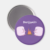 キャンプファイアマンガの可愛いピンクのマシュマロ マグネット (正面/裏面)