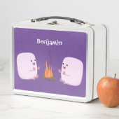 キャンプファイアマンガの可愛いピンクのマシュマロ メタルランチボックス (インサイチュ)