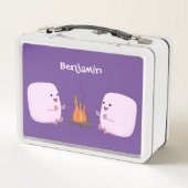 キャンプファイアマンガの可愛いピンクのマシュマロ メタルランチボックス (裏面)