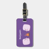 キャンプファイアマンガの可愛いピンクのマシュマロ ラゲッジタグ (正面縦)