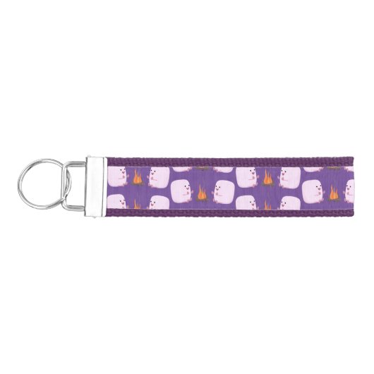 キャンプファイアマンガの可愛いピンクのマシュマロ リストバンドキーホルダー (鍵左)