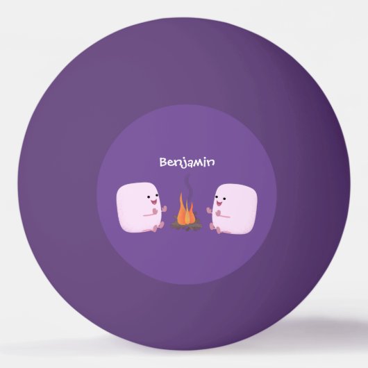 キャンプファイアマンガの可愛いピンクのマシュマロ 卓球ボール (正面)