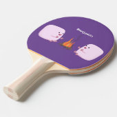 キャンプファイアマンガの可愛いピンクのマシュマロ 卓球ラケット (正面アングル)