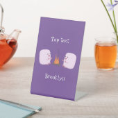 キャンプファイアマンガの可愛いピンクのマシュマロ 台座サイン (インサイチュ)