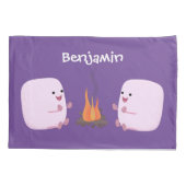 キャンプファイアマンガの可愛いピンクのマシュマロ 枕カバー (裏面)