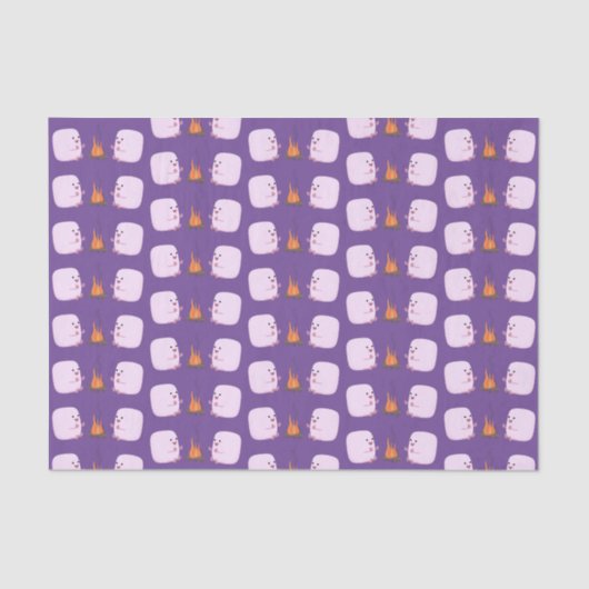 キャンプファイアマンガの可愛いピンクのマシュマロ 薄葉紙 (正面)