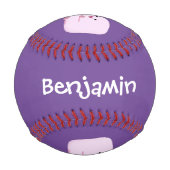 キャンプファイアマンガの可愛いピンクのマシュマロ 野球ボール (裏面)