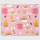 キャンプファイアマーシュマロチョコレートスモークピンク ラッピングペーパー (フラット)