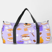 キャンプファイアマーシュマロチョコレート煙パープル ダッフルバッグ (裏面)