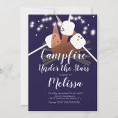 キャンプファイアマーシュマローズキャンピングアウトドアパーティー 招待状 (正面)
