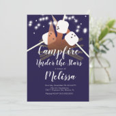 キャンプファイアマーシュマローズキャンピングアウトドアパーティー 招待状 (スタンド正面)