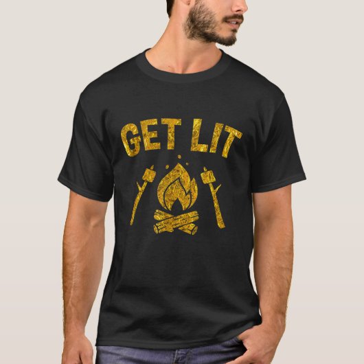キャンプファイアマーシュマローズTシャツスモア – GET LIT Camp Tシャツ (正面)