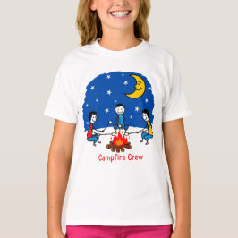 キャンプファイアークルーの子供たちのクレヨンナイトシーン Tシャツ