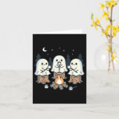 キャンプファイア不気味幽霊マシュマローハロウィーンボンファー カード (黄色い花)