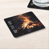 キャンプファイア夜 スクエアペーパーコースター (アングル)