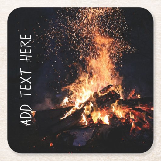 キャンプファイア夜 スクエアペーパーコースター (正面)