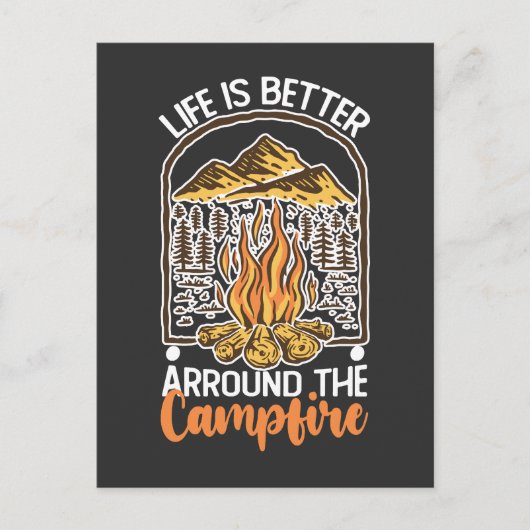 キャンプファイア旅行は人生の方が良い インビテーションポストカード (正面)