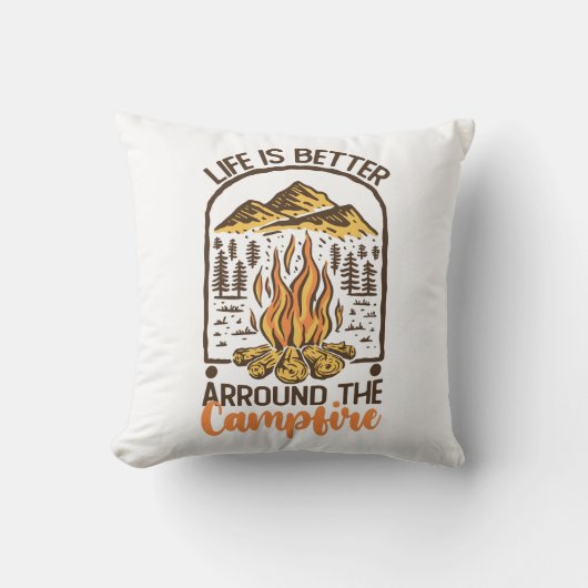 キャンプファイア旅行は人生の方が良い クッション (正面)