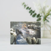 キャンプファイア葉書で私の足をアップしたチリン ポストカード (スタンド正面)